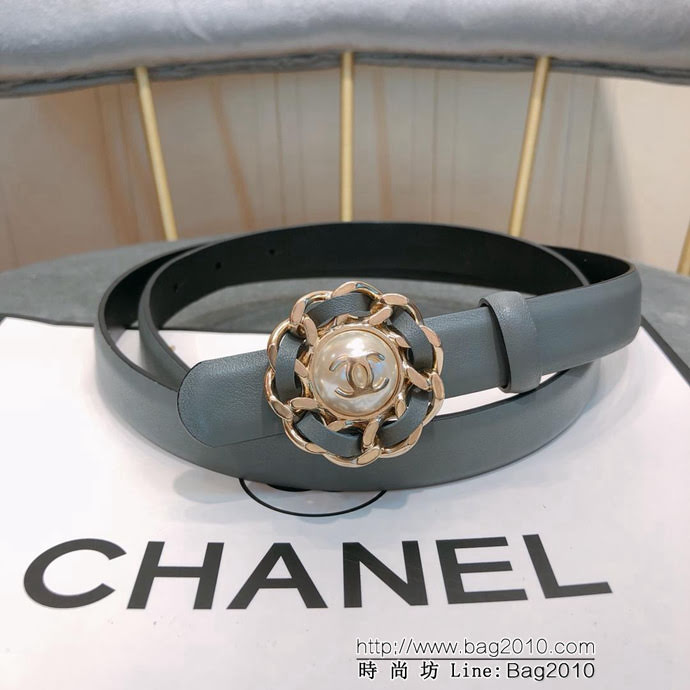 CHANEL香奈兒 18新款 20MM精品 進口光滑優雅小腰帶 CC穿皮鏈條經典銅扣 一帶兩用式腰帶  xfp1049